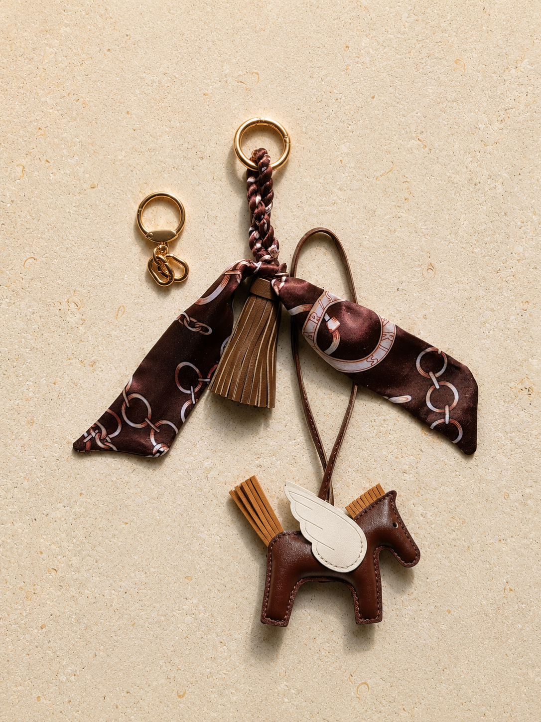 Brown Equestrian Bag Charm Set