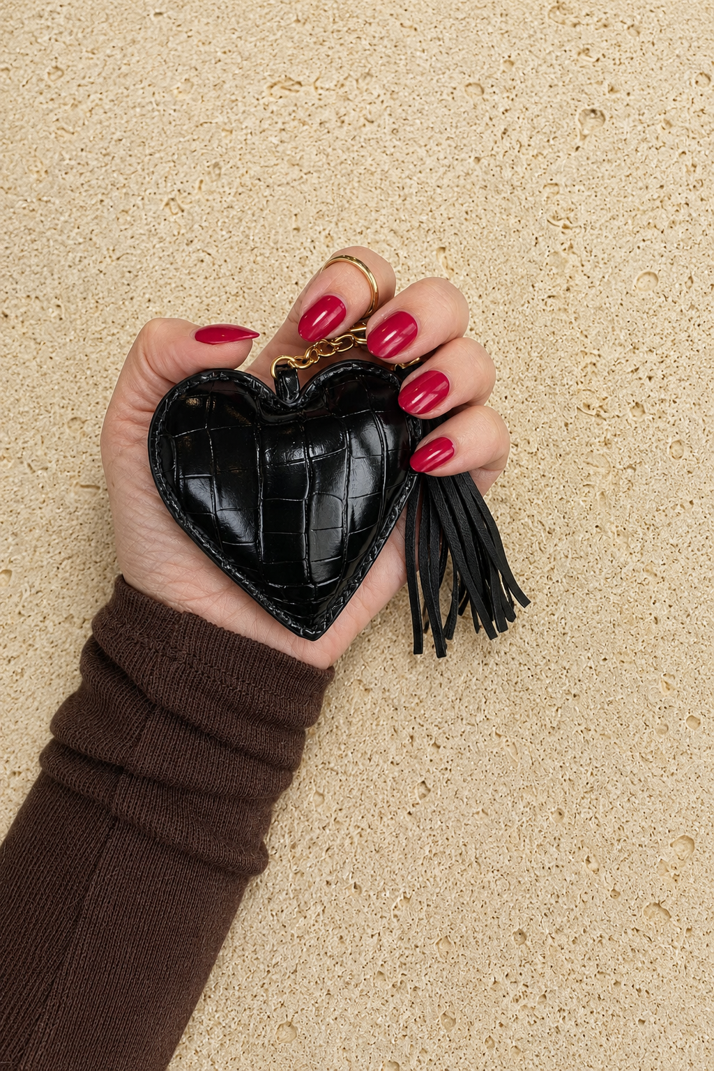 Black Croc Heart Charm