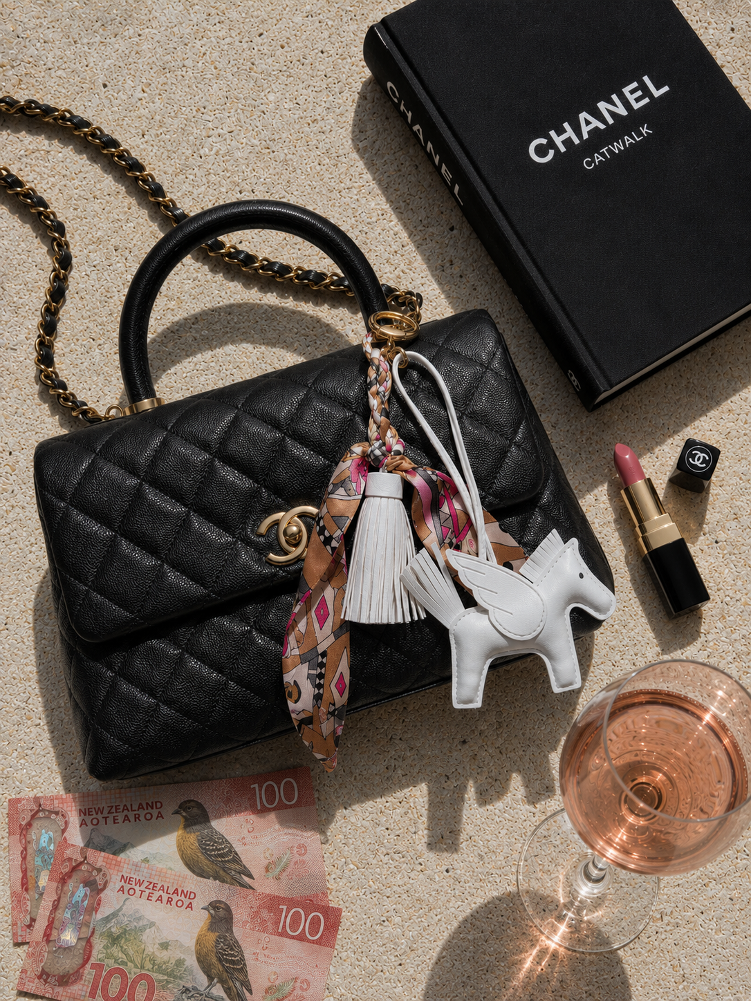 White Equestrian Bag Charm Set