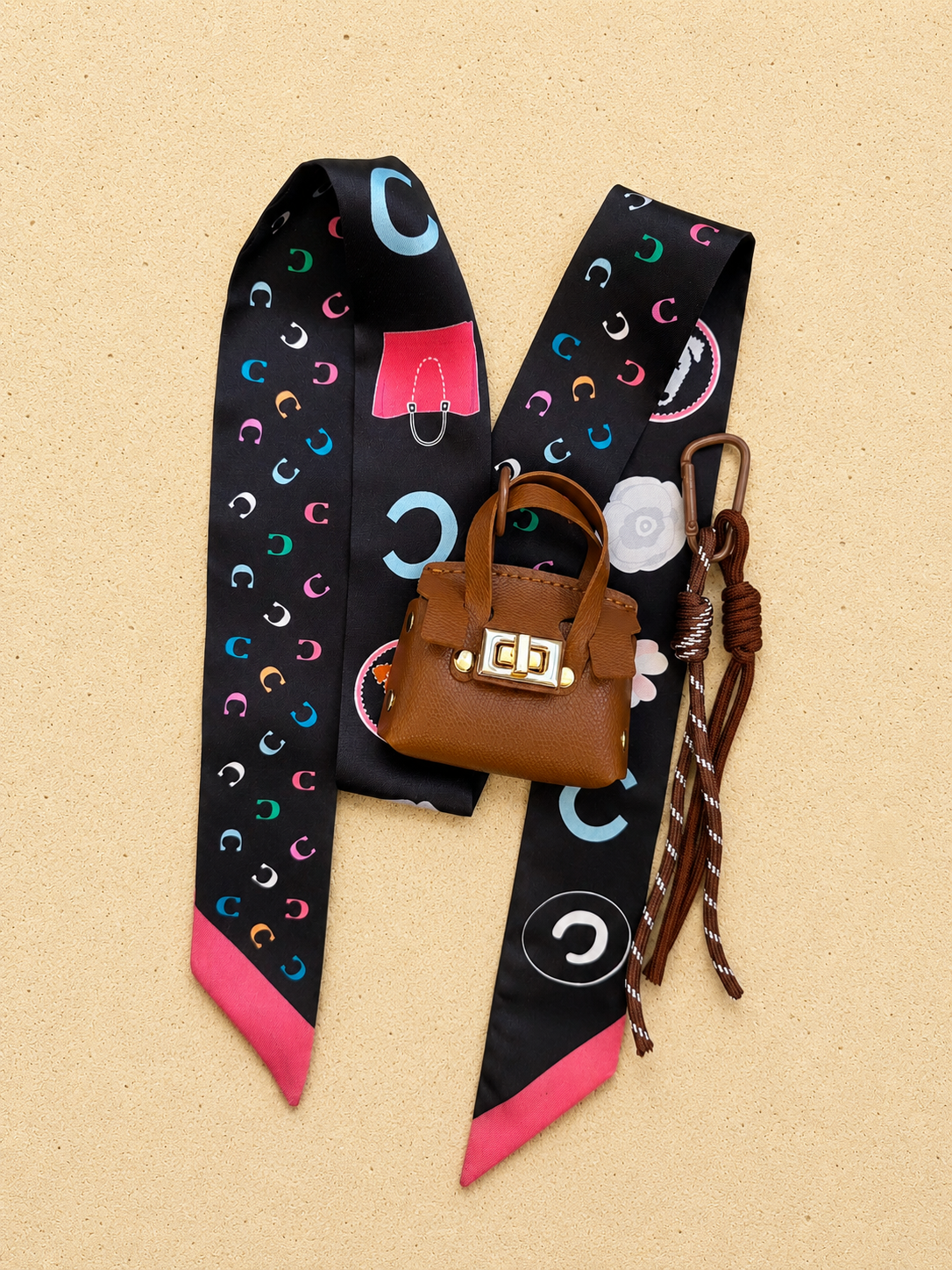 Tan Elegance Bag Charm Set