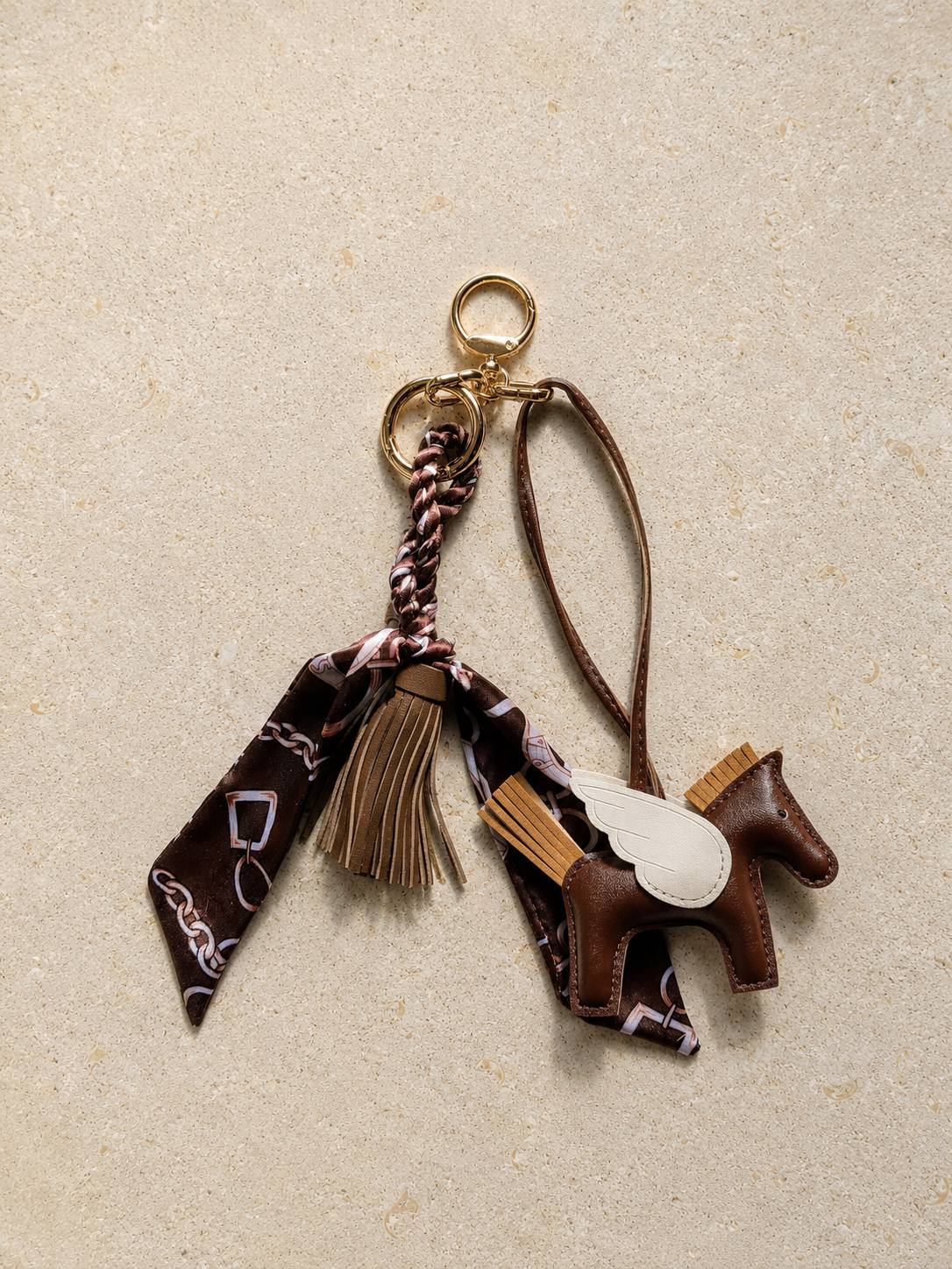 Brown Equestrian Bag Charm Set