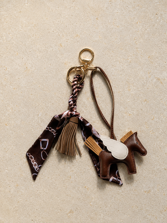 Brown Equestrian Bag Charm Set