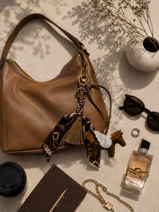 Brown Equestrian Bag Charm Set
