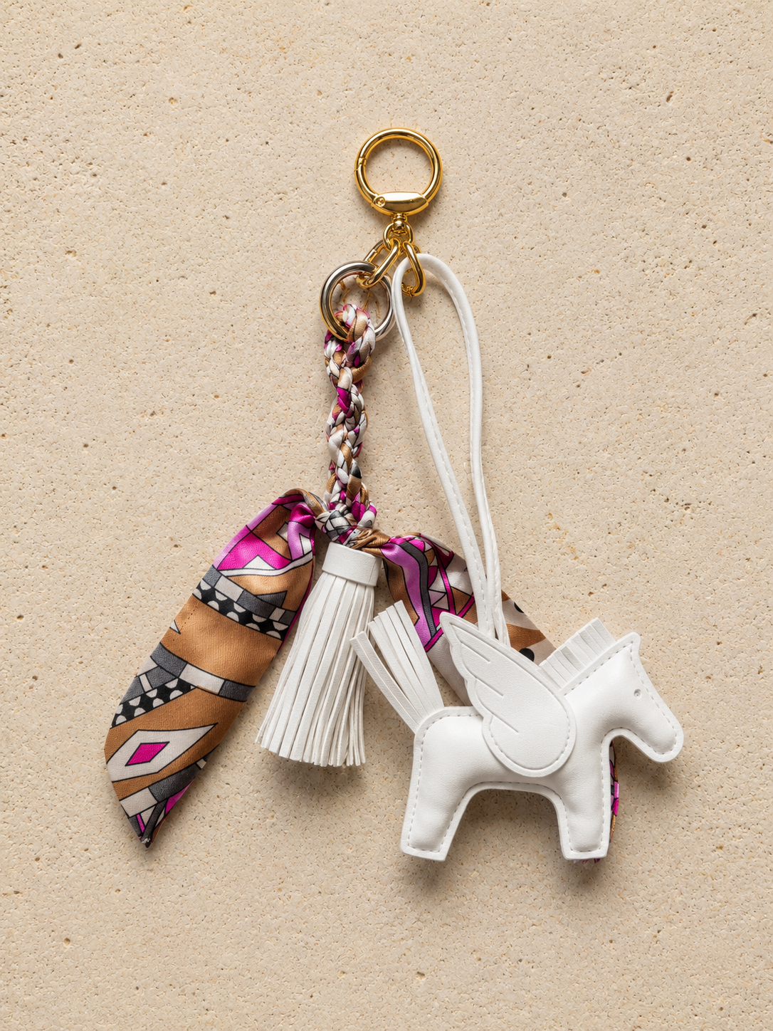 White Equestrian Bag Charm Set