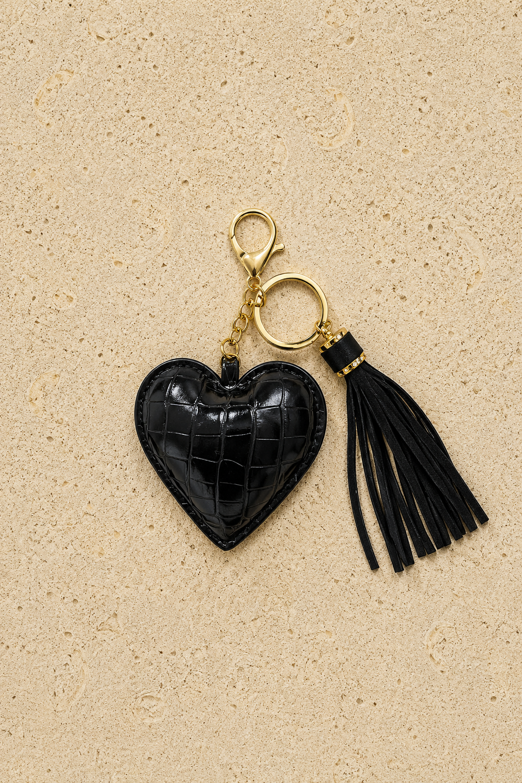 Black Croc Heart Charm