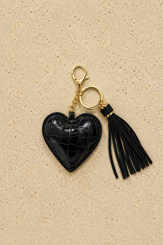 Black Croc Heart Charm