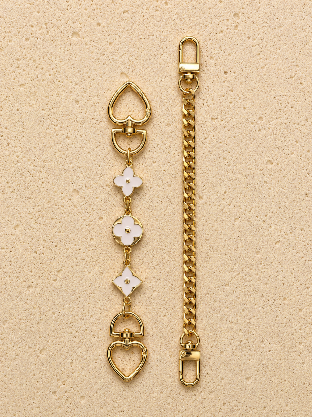 Heart Chain Gold White Bag Charm