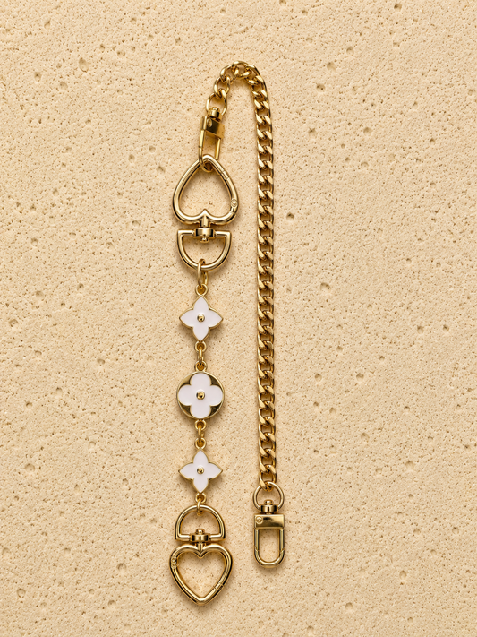 Heart Chain Gold White Bag Charm