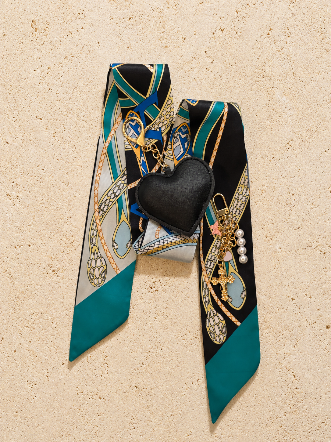 Serpent Black Teal Bag Charm Set