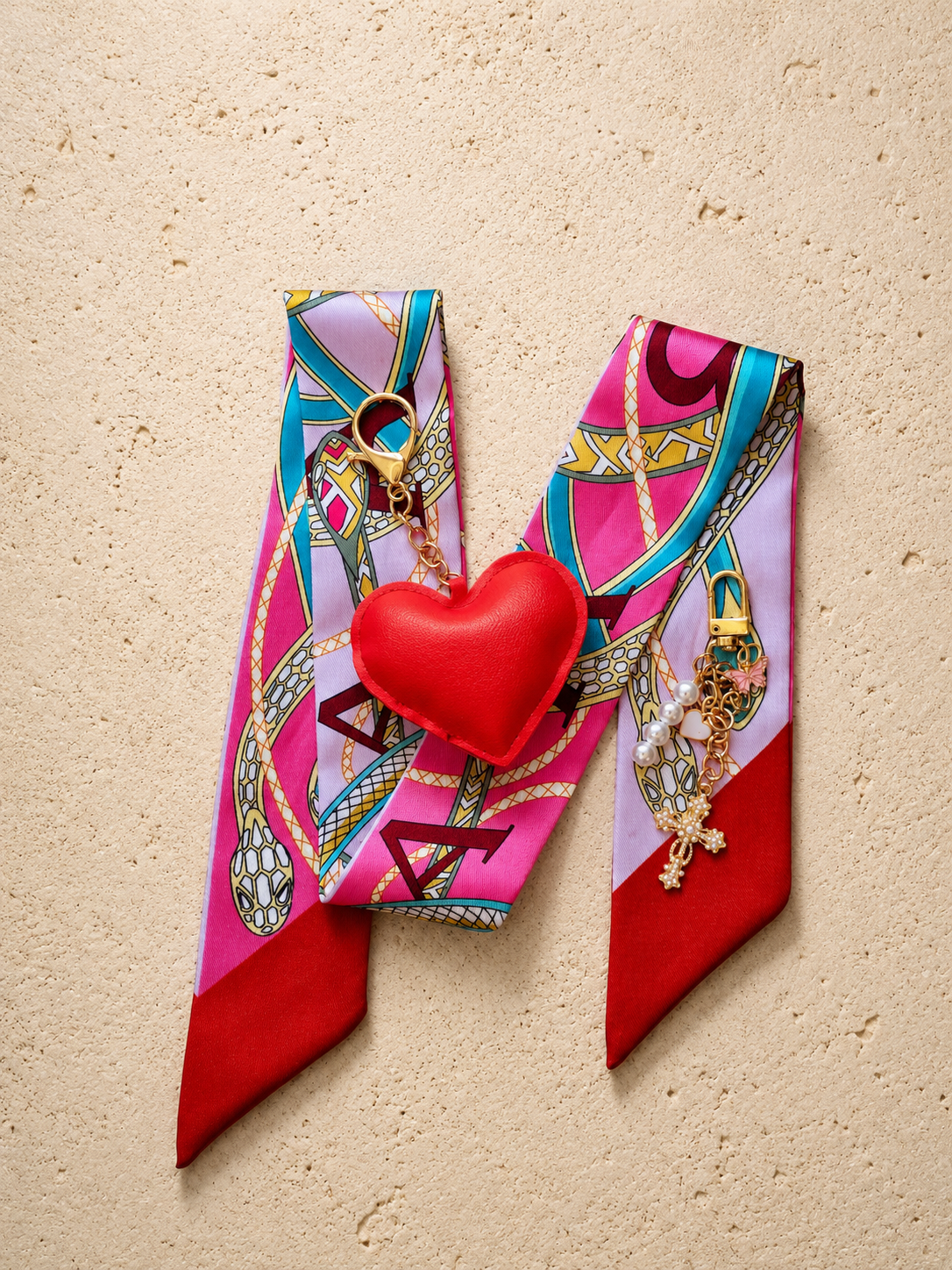 Serpent Red Pink Bag Charm Set