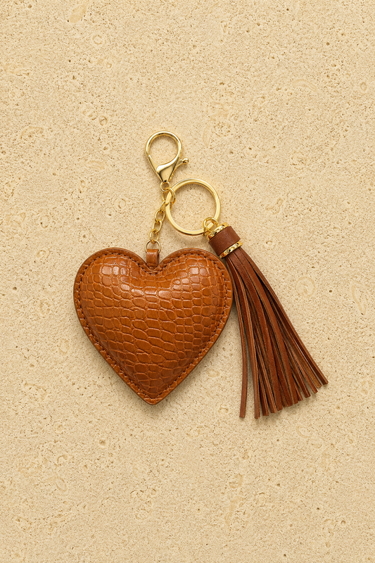 Tan Croc Heart Charm